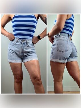 Vintage County Seat Light Wash High-Rise Denim Shorts 90’s Sz 5/6 fits like 26